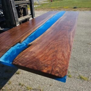 9.5ft x 3.5ft Black Walnut Black Epoxy Wave Dining Table — Ready to Ship