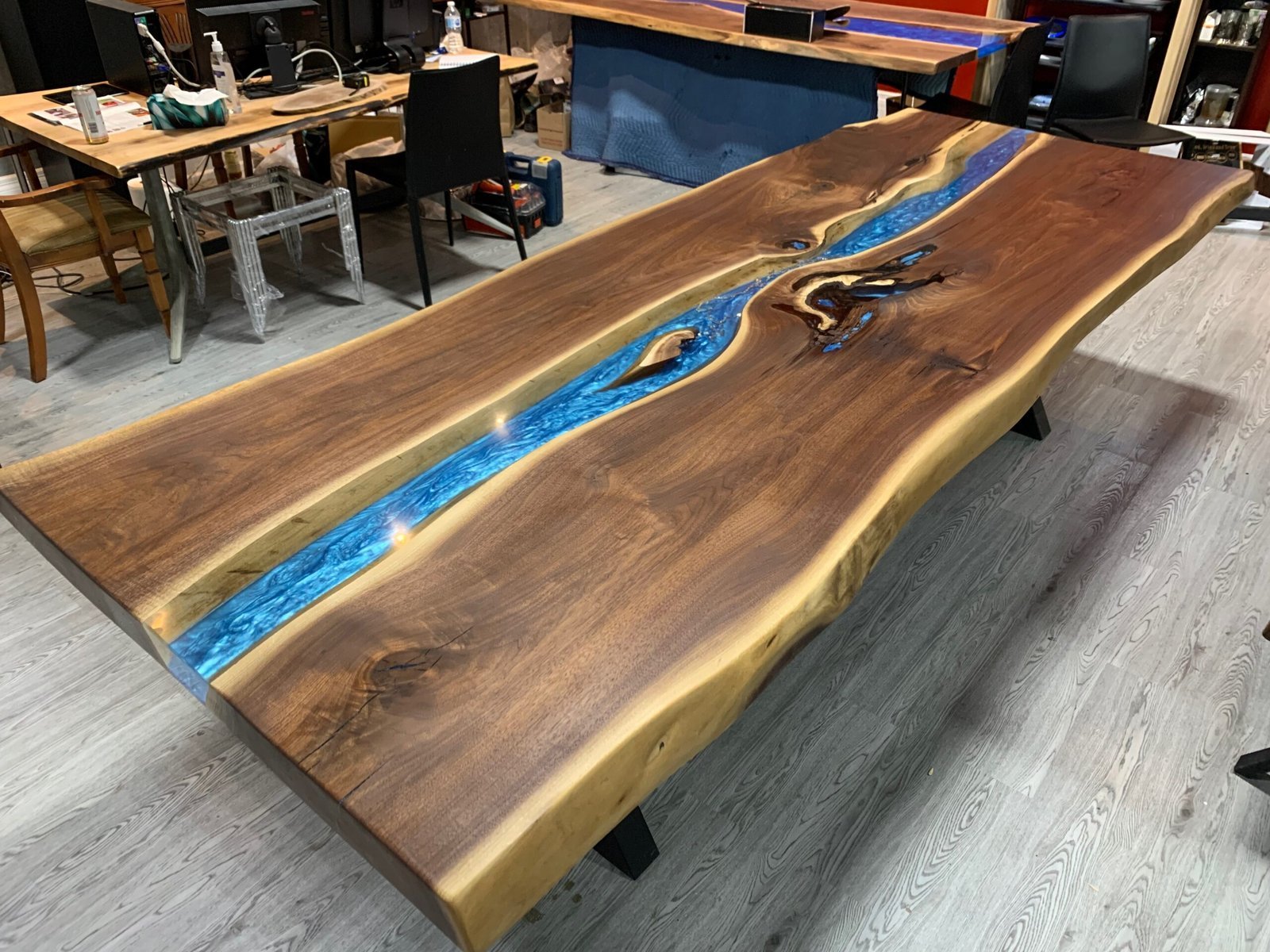 10ft-walnut-epoxy-dining-table-full-length-side-profile 10ft black walnut epoxy river dining table full length side profile