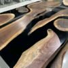 Black epoxy river island live edge dining table side profile