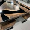 Black epoxy river island live edge dining table side profile