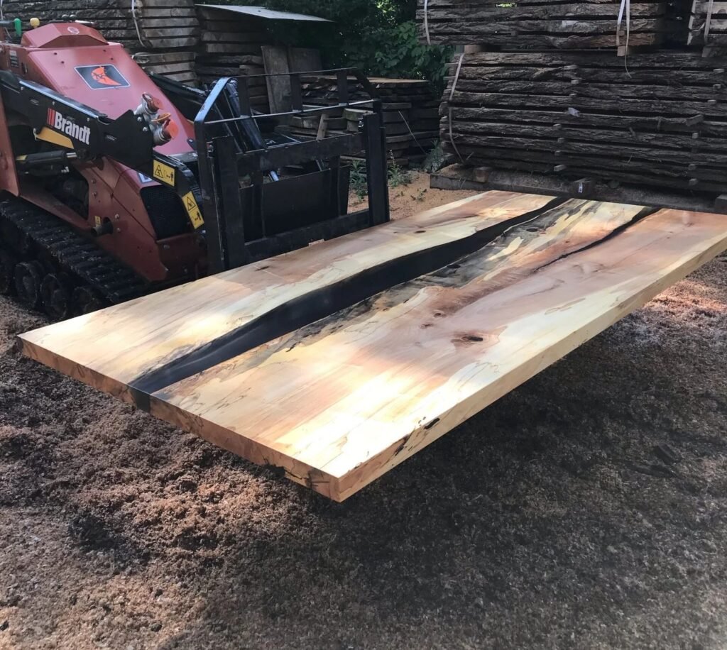 7ft x 4ft Sugar Maple Epoxy River Dining Table