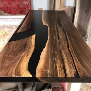 5ft x 2ft Black Walnut Black Epoxy dining Table