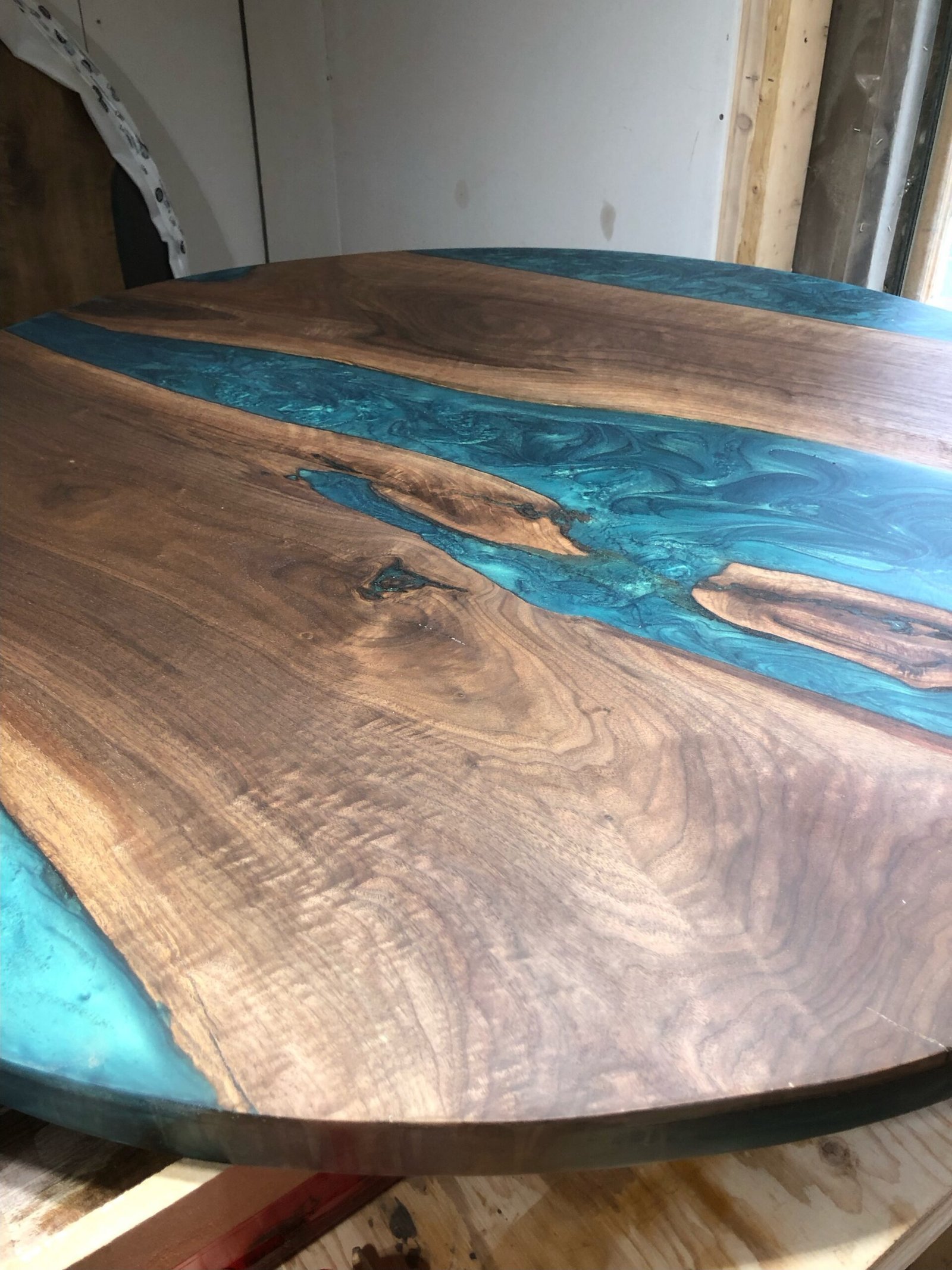 round-walnut-epoxy-dining-table-angled-view Round walnut epoxy dining table angled view
