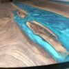 Mermaid dust epoxy surface detail walnut dining table