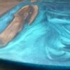 4.5ft round black walnut epoxy dining table side profile
