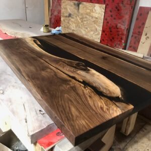 50’ x 32’ Coffee Table Epoxy River - Semi-Transparent + Steel Legs