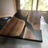 Black walnut black epoxy river coffee table top view