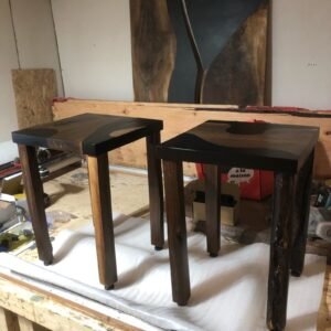 16" x 16" Black Walnut - Epoxy Side Table + Legs