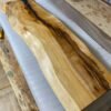 Live edge maple epoxy highlights console table top view