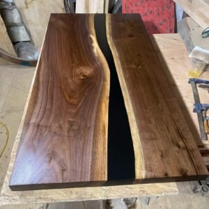 Black walnut black epoxy river kitchen countertop top view