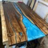 7ft straight edge walnut clear epoxy dining table side profile