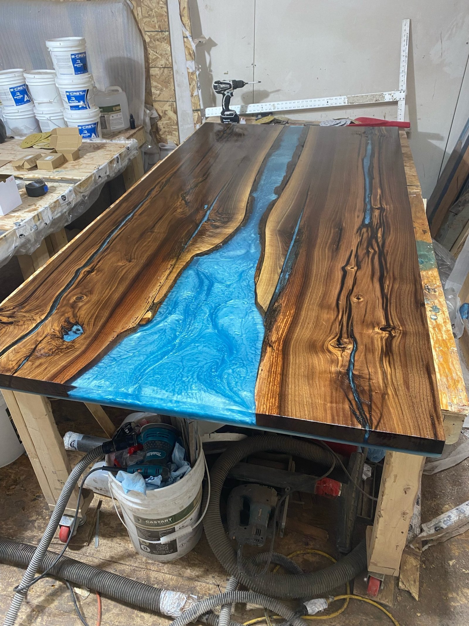 7ft-black-walnut-clear-top-epoxy-river-dining-table-riverside-workshop 7ft black walnut clear top epoxy river dining table handcrafted in Canada
