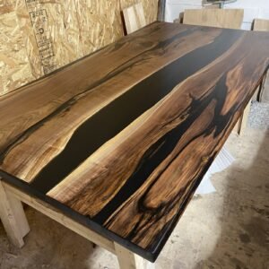 7ft x 3.5ft Black Walnut Epoxy River Table