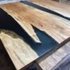 5ft square ambrosia maple semi-clear black epoxy river coffee table handcrafted in Canada
