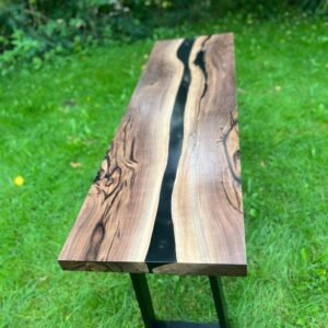 5ft x 18" Black Walnut Black Epoxy River Console Table
