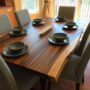 Live Edge Dark Acacia Wood Dining Table