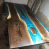 Custom 8ft black walnut epoxy river boardroom table handcrafted in Canada