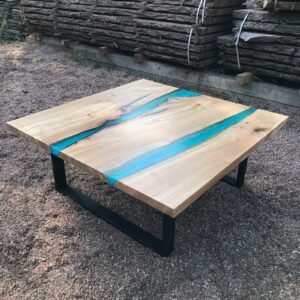 5ft x 5ft Square Epoxy River Coffee Table