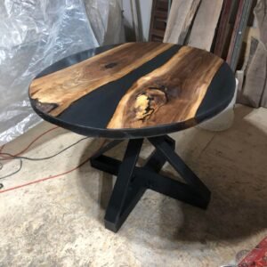 39inch Diameter Black Walnut Epoxy River Round Dining Table