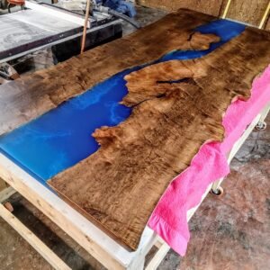 8ft x 3.5ft x 2" Epoxy River Table Gold Legs 200 yrld slabs